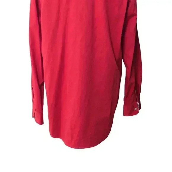 Mens Woolrich Large Red Long Sleeve Button Up Shirt Double Pockets 100% Cotton - Picture 8 of 12